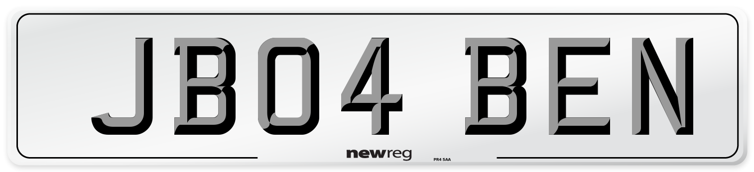 JB04 BEN Number Plate from New Reg